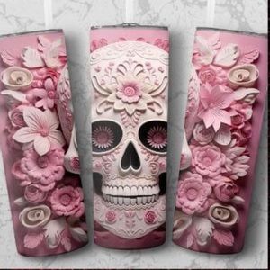 3-D Pink Skulls 20 oz Skinny Tumbler